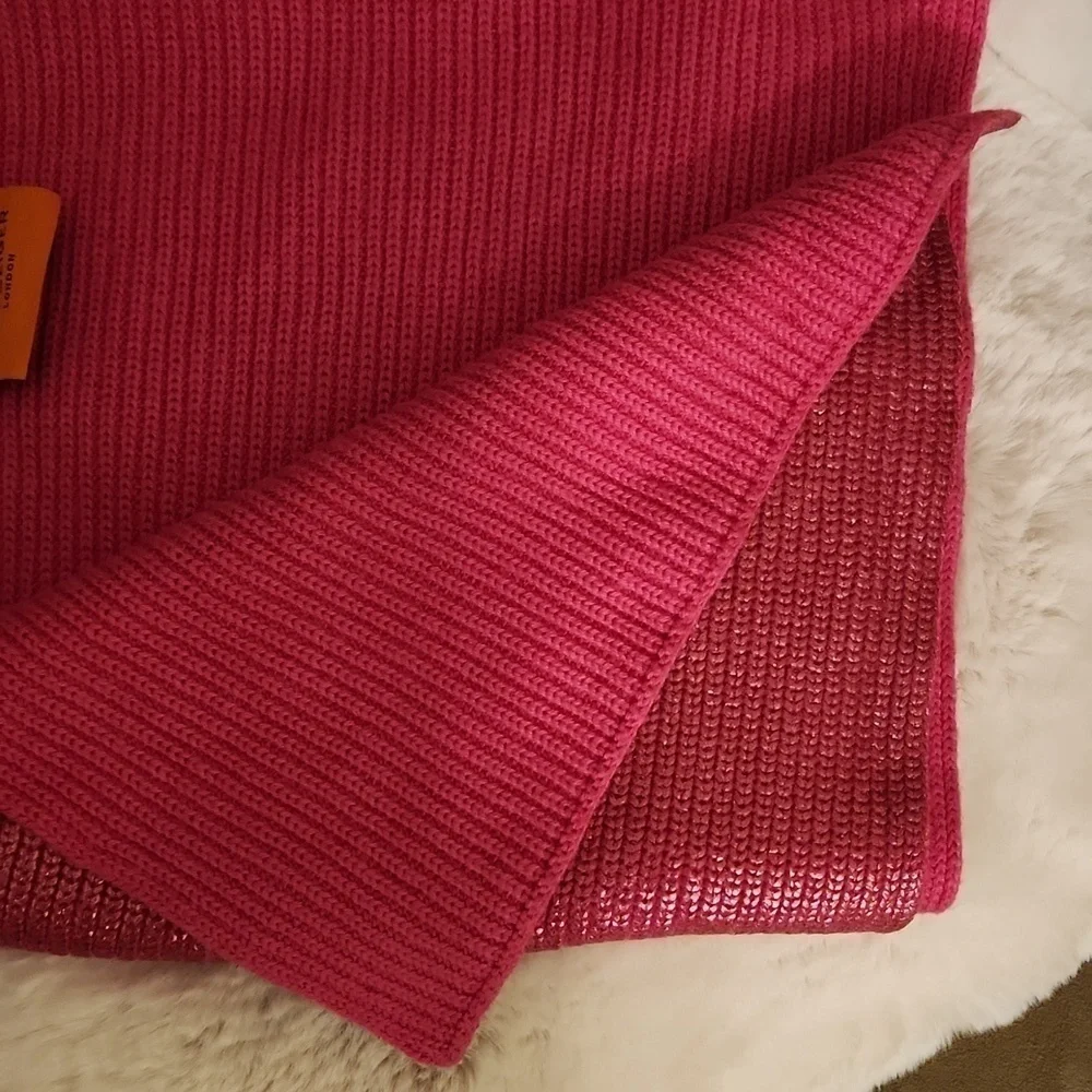 Nwot Kurt Geiger Pink Metallic Winter Scarf - Picture 4 of 6